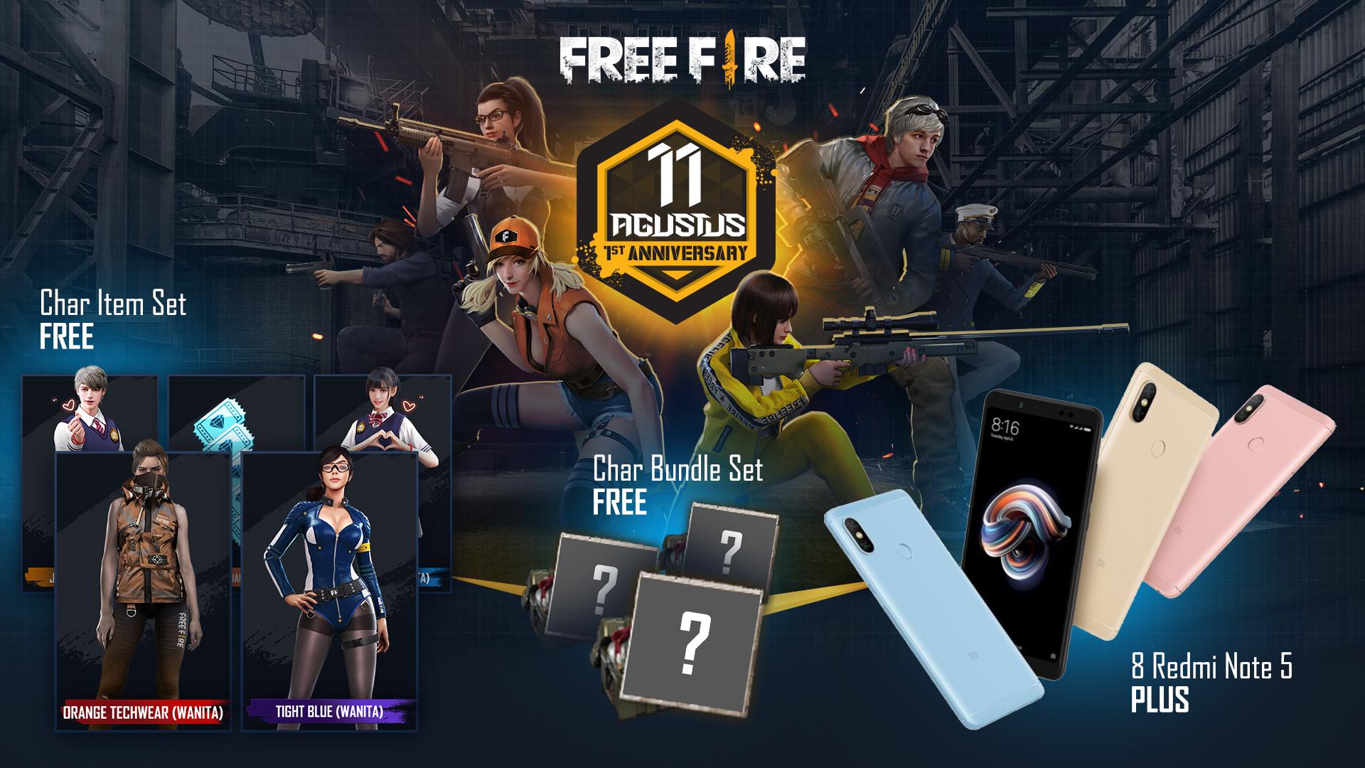 Ultah Pertama Garena Free Fire: Bagi-bagi Xiamo Redmi Note 5 Pro dan Banyak Event Lainnya