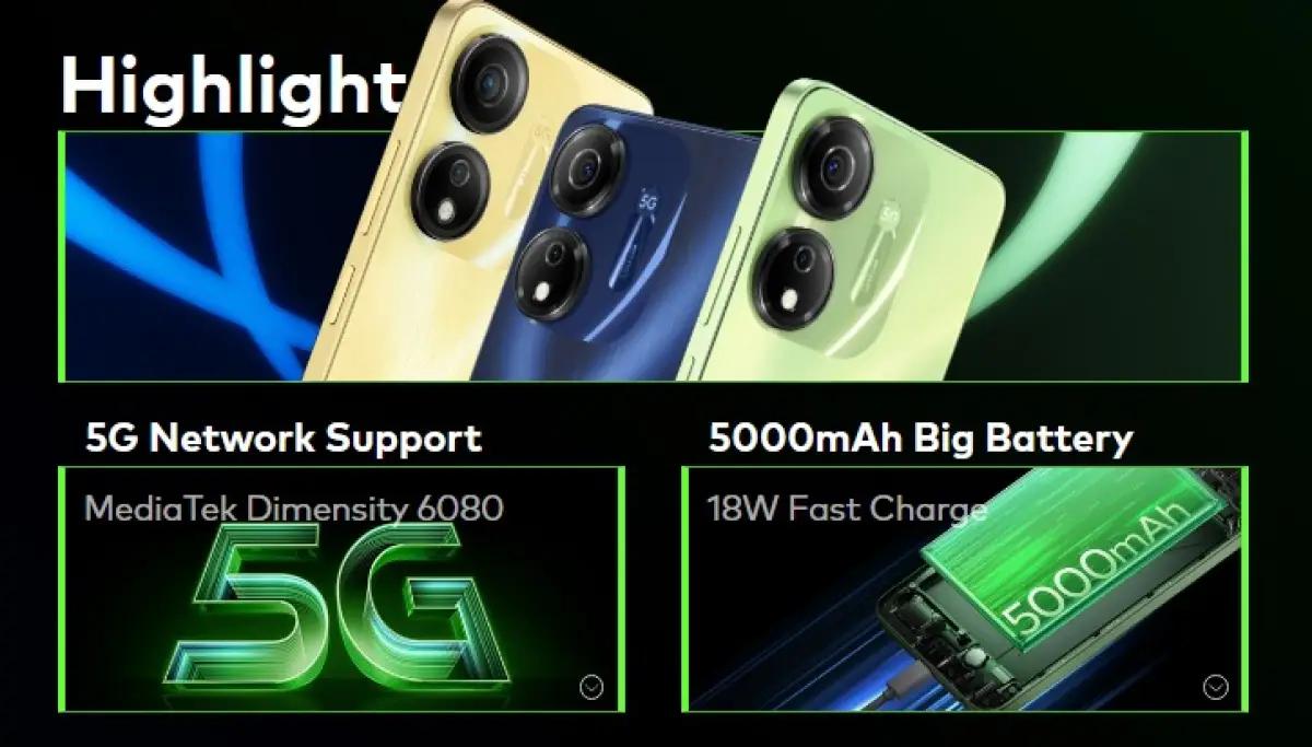 Itel P55 5G. (Sumber: Itel)