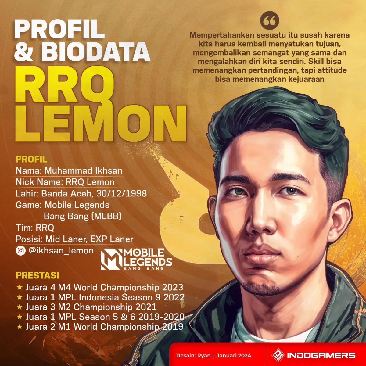 Profil dan Biodata RRQ Lemon (FOTO: Schnix)