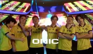 Onic Esports dalam babak final Phygital Games of the Future 2024 Mobile Legends: Bang-Bang (MLBB) di Kazan, Rusia, Sabtu (2/3/2024). (Sumber: Youtube Games of the Future)