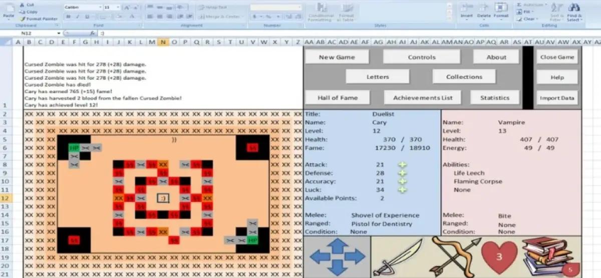 Ilustrasi game di Excel. (Sumber: UpSlide)