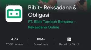 Bibit.id capai 10 juta download lebih di Google Play. (FOTO: Bibit.id)
