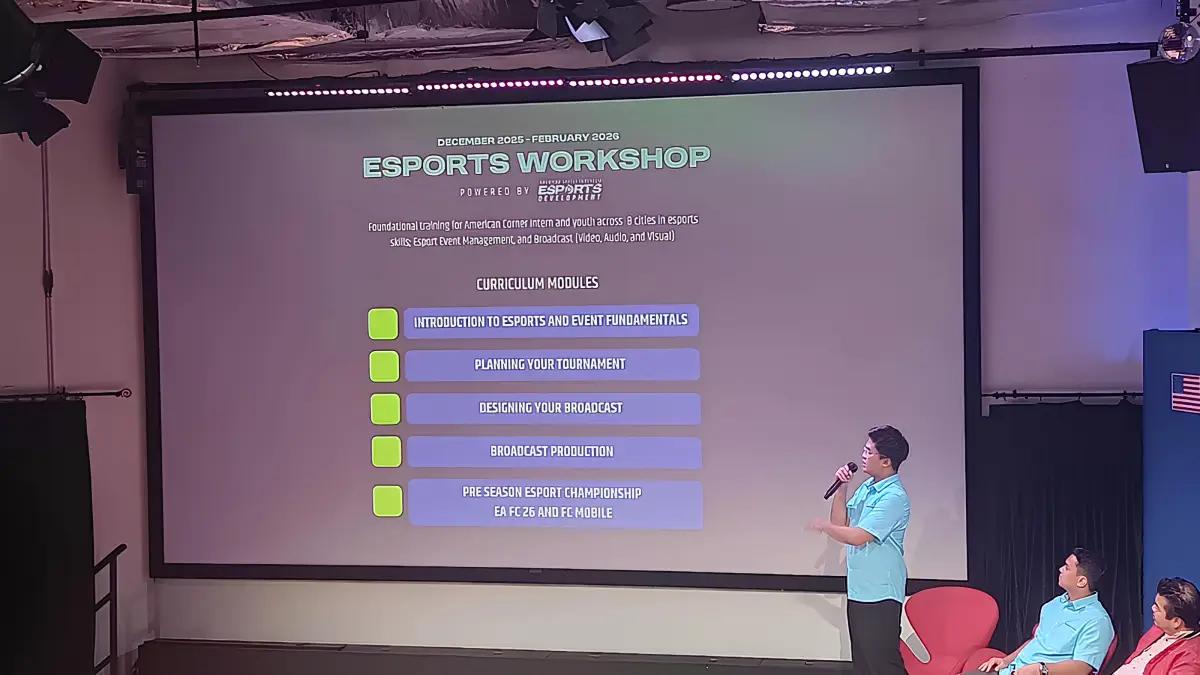 Acara press conference dan talkshow ini didukung U.S. Embassy Jakarta, American Spaces Indonesia, serta Pengurus Besar Esports Indonesia (PBESI). (FOTO: Indogamers.com/Ica Juniyanti)