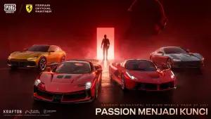 PUBG MOBILE resmi berkolaborasi dengan Ferrari dan Scuderia Ferrari HP. Hadirkan empat mobil ikonik, mobil F1, serta item eksklusif hingga 7 September 2026 (FOTO: Dok.PUBG Mobile)
