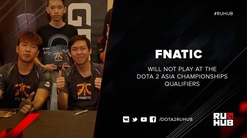 Susunan Pemain Belum Lengkap, Fnatic Mundur dari Kualifikasi Dota 2 Asia Championship